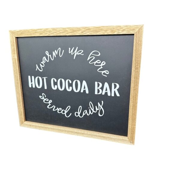 Hot Cocoa Bar Wall Sign 11x9 Rustic Chalkboard Look Daily Kitchen Decor Winter - Picture 3 of 11